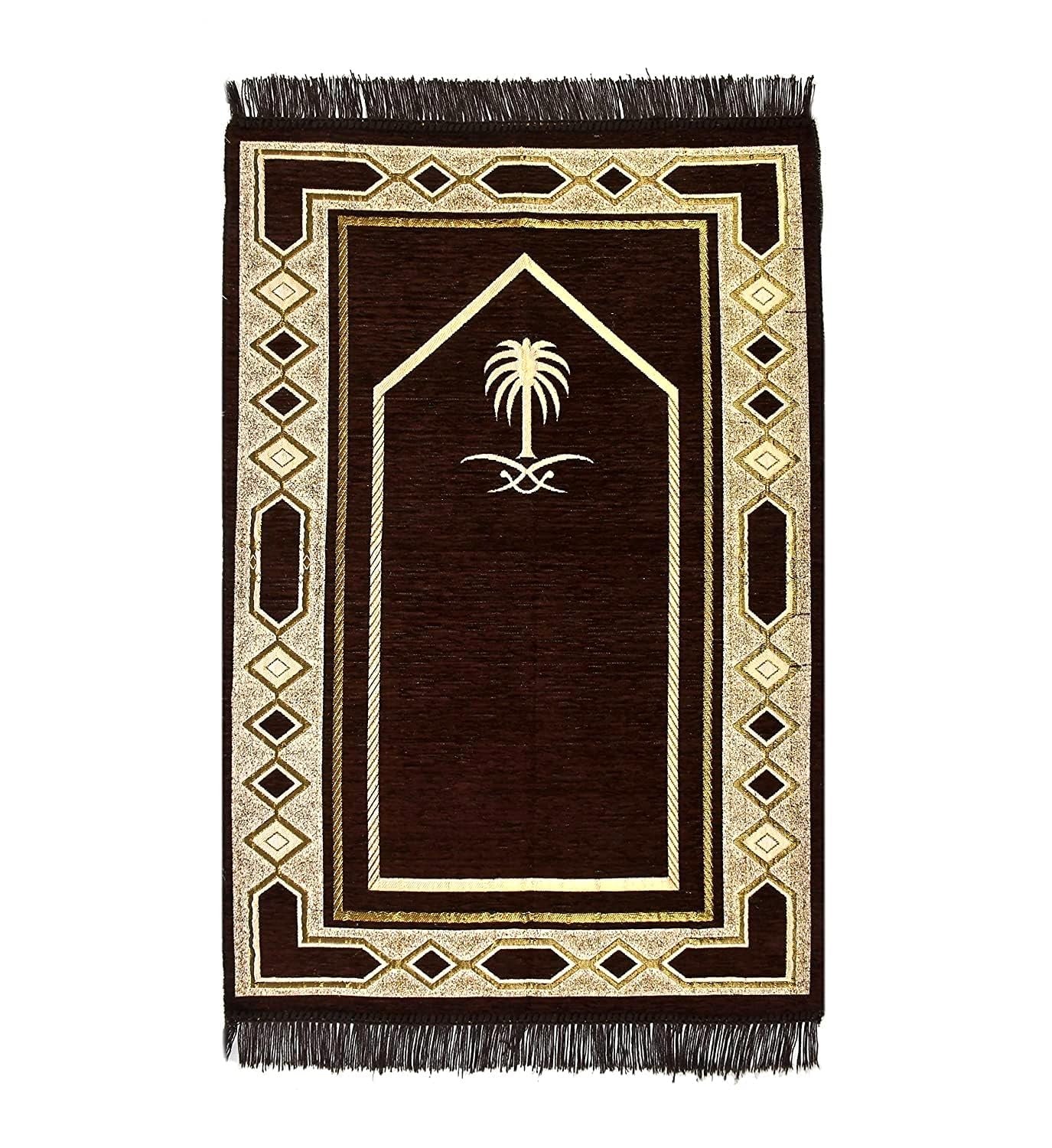 Weavers Villa Prayer Mat/Aasan/Meditation Mat - Velvet Mat for Pooja, Meditation, Namaz - Maroon 70cm X 110cm - Perfect Aasan for Puja/Prayer - Floor Mat for Sitting, Multipurpose Rug