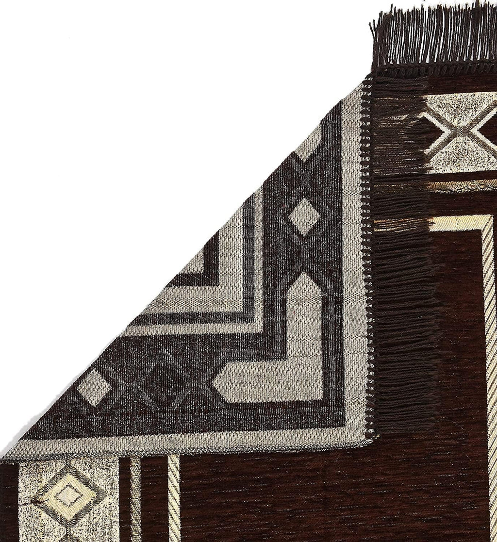 Weavers Villa Prayer Mat/Aasan/Meditation Mat - Velvet Mat for Pooja, Meditation, Namaz - Maroon 70cm X 110cm - Perfect Aasan for Puja/Prayer - Floor Mat for Sitting, Multipurpose Rug