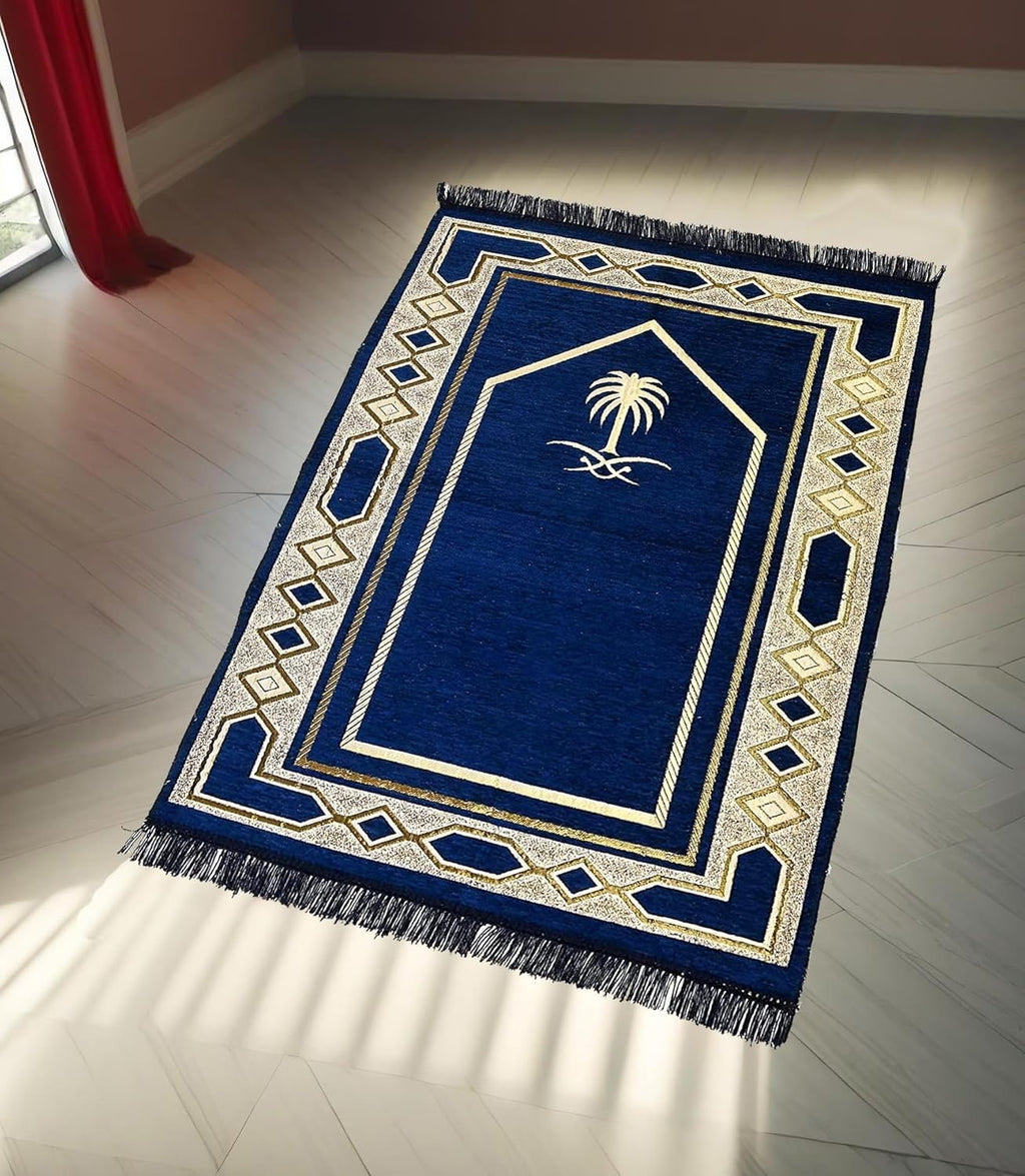 Weavers Villa Prayer Mat/Aasan/Meditation Mat - Velvet Mat for Pooja, Meditation, Namaz - Maroon 70cm X 110cm - Perfect Aasan for Puja/Prayer - Floor Mat for Sitting, Multipurpose Rug