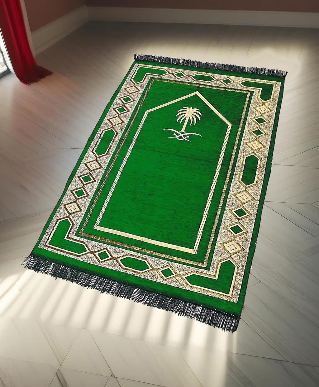 Weavers Villa Prayer Mat/Aasan/Meditation Mat - Velvet Mat for Pooja, Meditation, Namaz - Maroon 70cm X 110cm - Perfect Aasan for Puja/Prayer - Floor Mat for Sitting, Multipurpose Rug